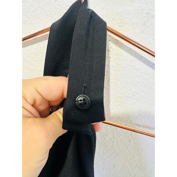 ROHE Black Open Back High Neckline Tie Strap Detail Floor Length Back Slit Dress - Picture 12 of 16